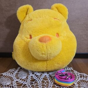 Oh My Disney Plush Winnie The Pooh Crossbody Purse With Adjustable Rainbow Strap